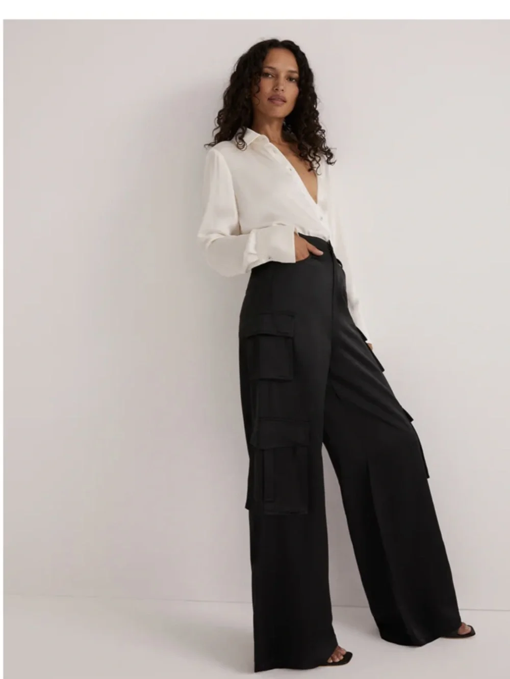 Favorite Daughter Satin Cargo Pants Black Size 2 - Picture 5 of 14